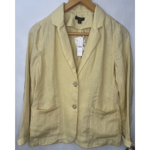 J. Crew Blazer Unstructured Parke 100% Linen Jacket Pale Yellow Women Size 6 NWT - Picture 2 of 10